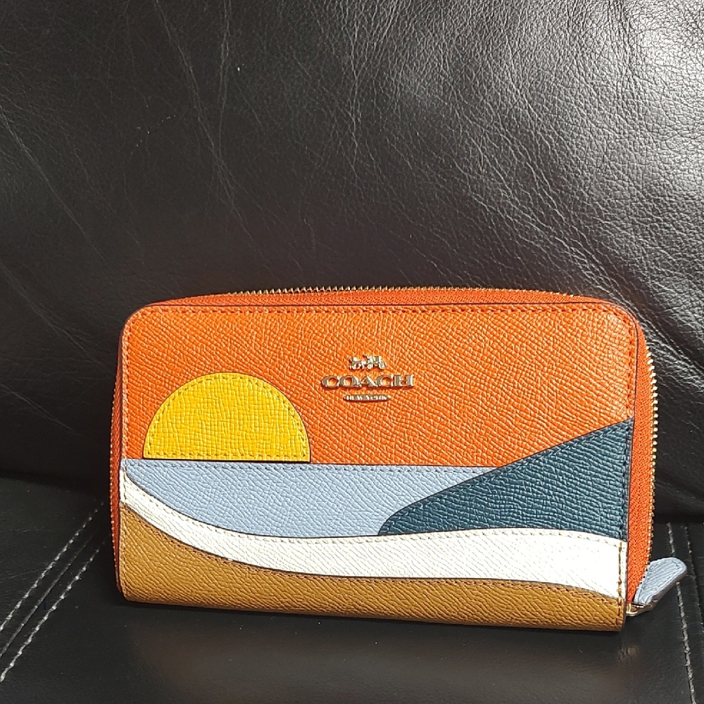 Coach Sunset Orange and Blue Wallet